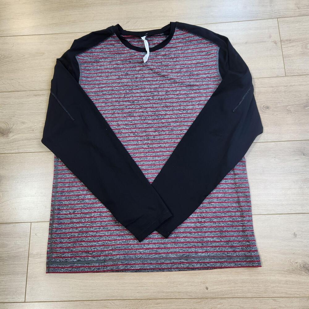 Lululemon Surge Warm Crew Shirt Mens XL Multicolor Long Sleeve Stripe Athletic
